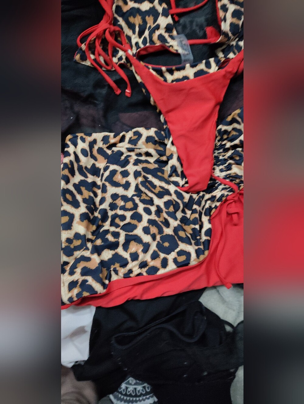 Red and Leopard Print Bikini Set & Matching Purse